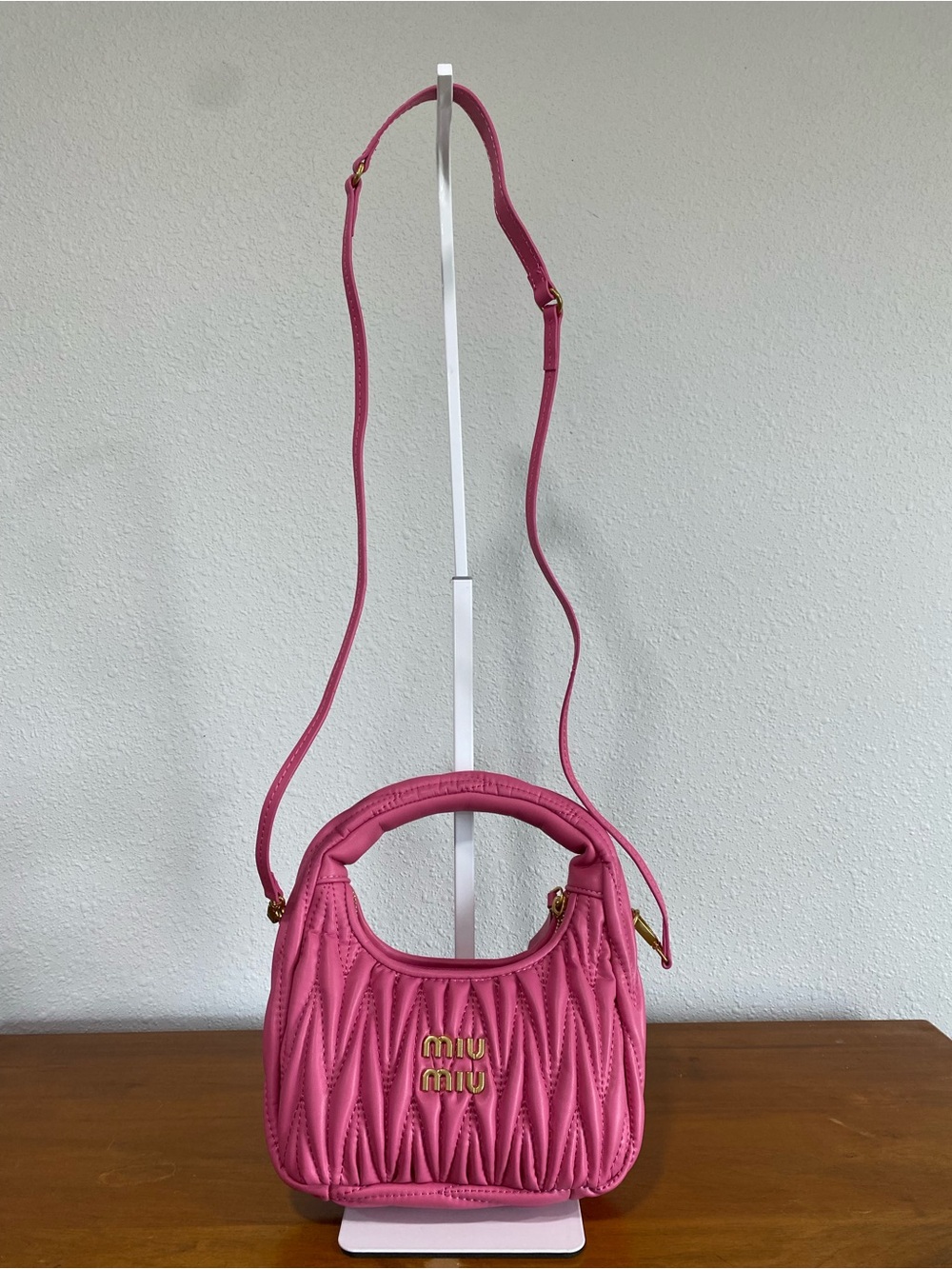 Pink Matelassé Mini Shoulder Bag